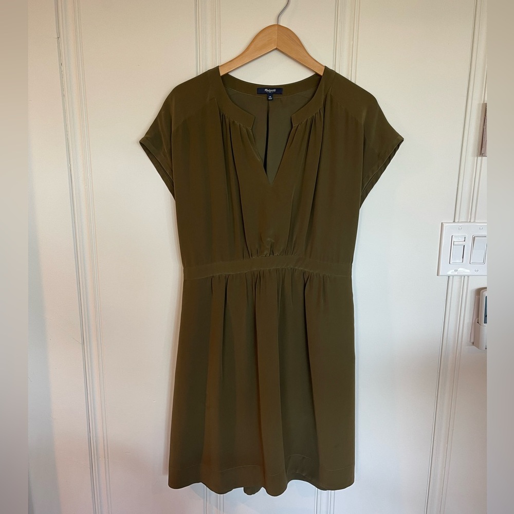 Madewell Olive Green Silk Dress